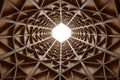 Geometric Wooden Ceiling Structure with Skylight Royalty Free Stock Photo