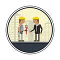 Geometric workers cartoons Royalty Free Stock Photo