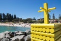 Geometric Yellow Sculpture: Cottesloe Beach Royalty Free Stock Photo