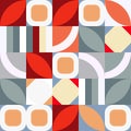 Geometrical abstract texturedesign with colorist shapes. Geometric background in pink, grey, blue, red color. Simple elements