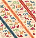 Geometrical animals oriental carpet vector