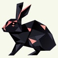 Geometrical black rabbit silhouette on white background. Vector illustration. Generative AI