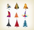 Geometrical Christmas trees isolated on a white background