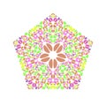 Geometrical colorful abstract petal ornament pentagon symbol template