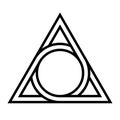 Geometrical figure circle inscribed in a triangle, the vector logo tattoos mythological symbol round triangle