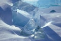 Geometrical formations of blue ice in snow