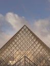 Geometrical forms of Glass pyramid with Sky background