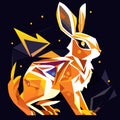 Geometrical illustration of a rabbit on a dark background. Vector illustration AI Generated