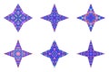 Geometrical isolated polygonal mosaic ornament star shape set Royalty Free Stock Photo