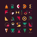 Geometrical latin font, pop art graphical decorative type