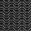 Geometrical lines shaded cubical seamless waves pattern on black