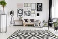 Geometrical rug in living room