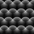 Geometrical Seamless Pattern white waves on black background Royalty Free Stock Photo