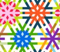 Geometrical snowflakes seamless pattern. Winter Christmas decorative background. Snow fall flakes illustration