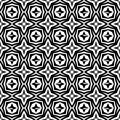 Geometrical stars flowers seamless pattern background illustration in black n white Royalty Free Stock Photo