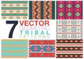 7 Geometrical Tribal Patterns Royalty Free Stock Photo