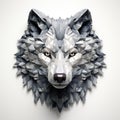 Geometrical Wolf Head: 3d Illustration In Paper Sculpture Style