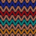 Geometrical zigzag seamless knitted pattern Royalty Free Stock Photo