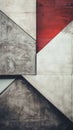 Abstract Geometric Concrete Wall with Red and Gray Panels in Modern Architectural Design Royalty Free Stock Photo