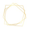 Gold geometric polygonal frame with shining effects Royalty Free Stock Photo