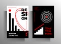 Geometrics cover design template set. Black-white-red vector