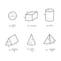 Geometry area and volume formulas on white background vector Royalty Free Stock Photo