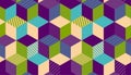 Geometry cube hexagon color seamless pattern. Royalty Free Stock Photo