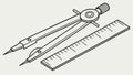 Geometry drafting tools, compass and ruler, precision measurement, technical design, vector design Generative AI Royalty Free Stock Photo