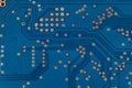 Geometry electronics, closeup of the blue circuit board Royalty Free Stock Photo