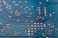 Geometry electronics, closeup of the blue circuit board Royalty Free Stock Photo