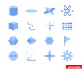 Geometry icon set of color types. Isolated vector sign symbols. Icon pack. Royalty Free Stock Photo