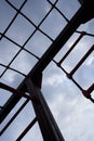 geometry metal structure sky stairs black diagonal with sky background vertical Royalty Free Stock Photo