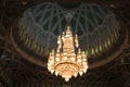 Chandelier inside the Grand Mosque of the Muslim Sultan Qaboos Royalty Free Stock Photo