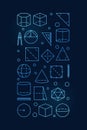 Geometry School Discipline vector concept vertical thin line blue banner - vector illustration