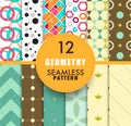 12 Geometry seamless pattern collection. seamless pattern background repeatable. vector stock. Royalty Free Stock Photo