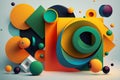 geometry shapes with vibrant colours in 3d