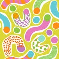 Geometry simple minimal shapes, forms wallpaper. Abstract geometric lines, circles, doodles, squiggles seamless pattern