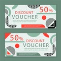 Geometry voucher template. Universal white flyer for business. Clean design for department stores, business. Geometry shapes with