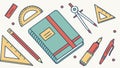 Geometry and Writing Tools for School Flat Lay Vector Graphic, vector design Generative AI Royalty Free Stock Photo