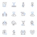 Geopolitical landscape line icons collection. Diplomacy, Power, Hegemony, Alliances, Territory, Sovereignty, Nationalism