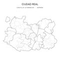 Geopolitical Vector Map of the Province of Ciudad Real as of 2022 Royalty Free Stock Photo