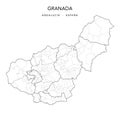 Geopolitical Vector Map of the Province of Granada as of 2022 Royalty Free Stock Photo