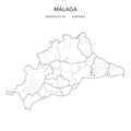 Geopolitical Vector Map of the Province of MÃÂ¡laga as of 2022 Royalty Free Stock Photo