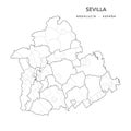 Geopolitical Vector Map of the Province of Seville Sevilla, Andalousia as of 2022
