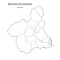 Geopolitical Vector Map of the Region of Murcia as of 2022 Royalty Free Stock Photo