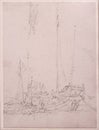 1830 George Chinnery Ink Pencil Sketch Macanese Figures Boat Drawing Portuguese Macao Vintage Treasure Macau Tanka Antique Print
