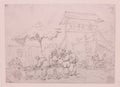 1839 George Chinnery Pencil Sketch Macau Landscape Food Stalls Ama Temple Barrier Drawing Portuguese Macao Vintage Antique Print