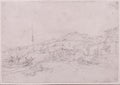 1835 George Chinnery Pencil Sketch Macau Praia Grande Landscape Fortress Drawing Portuguese Macao Vintage Antique Print