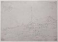 1835 George Chinnery Pencil Sketch Macau Praia Grande Landscape Fortress Drawing Portuguese Macao Vintage Antique Print