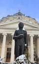 George Enescu statue during winter Royalty Free Stock Photo